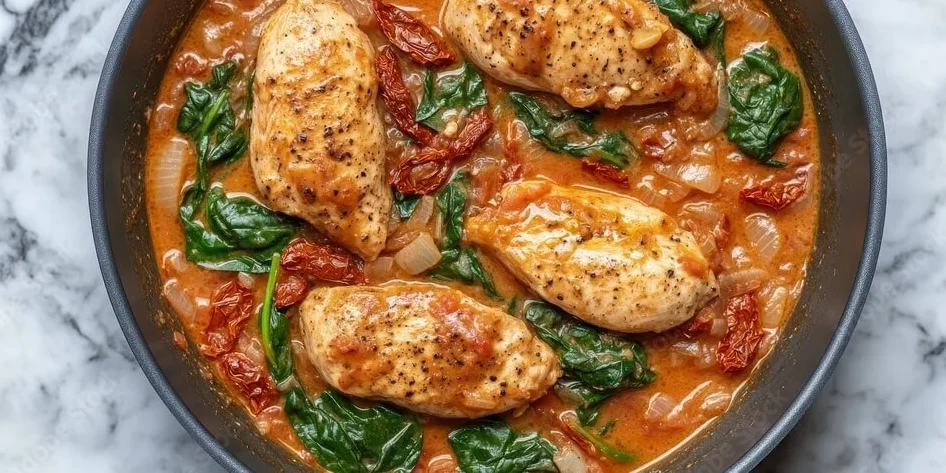 "Creamy Tuscan Chicken in a Crockpot"