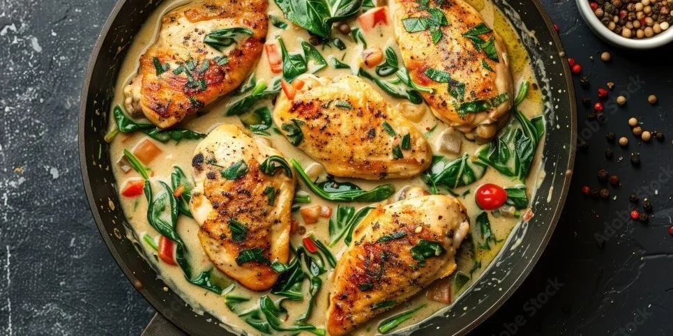 "Slow Cooker Tuscan Chicken with Creamy Parmesan Sauce"