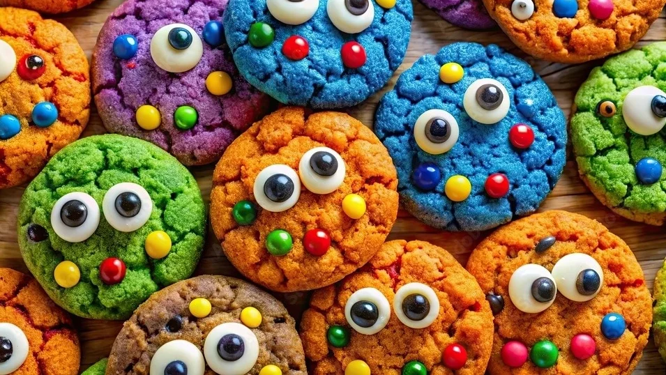 "Homemade monster cookies with M&M's and chocolate chips."