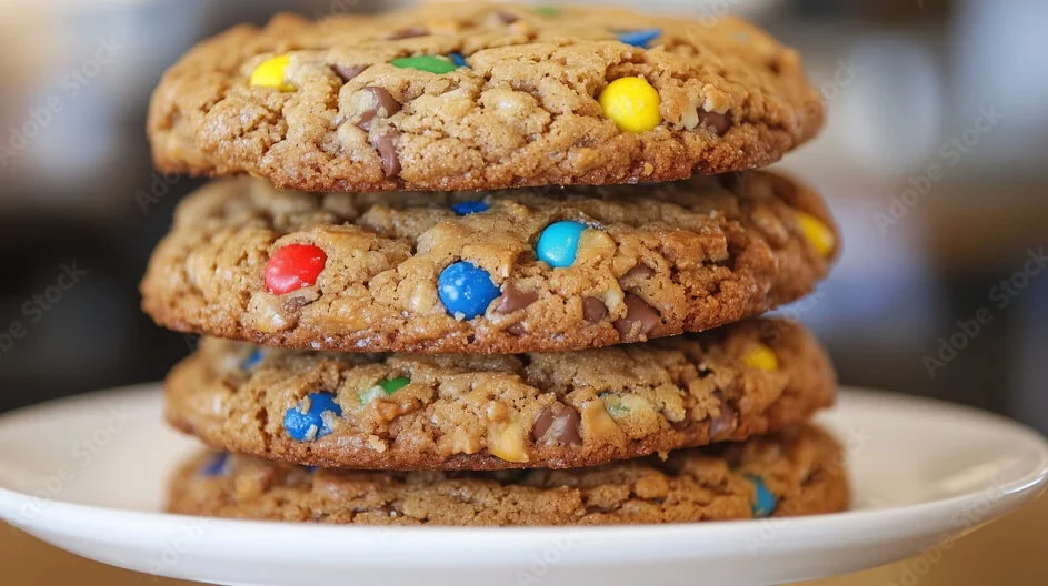 "Chewy monster cookies with M&M’s and chocolate chips."